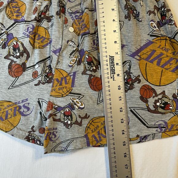 VINTAGE Los Angeles Lakers Men Sleepwear L Gray Looney Tunes Boxer Shorts NBA - Picture 4 of 9